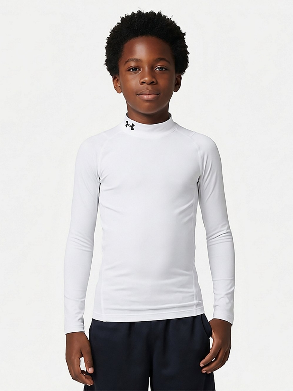 Under Armour UA Boys' ColdGear Mock Neck Logo Long Sleeve Shirt Size YLG